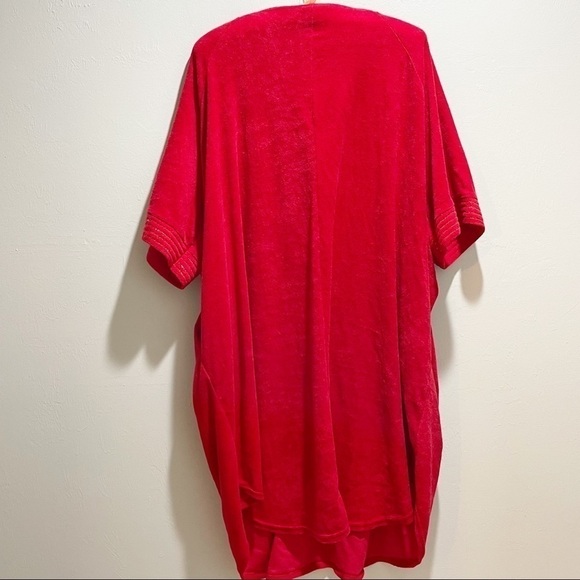 Vintage PATRICIA LEIGH Women’s Red Terry V-Neck Caftan Metallic Stitching USA OS - Picture 3 of 8